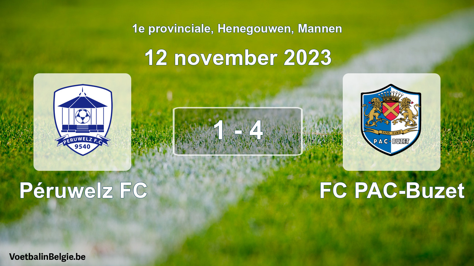 Gespeelde wedstrijd mannenvoetbal: Péruwelz FC - FC PAC-Buzet 1 - 4 (12 november 2023)