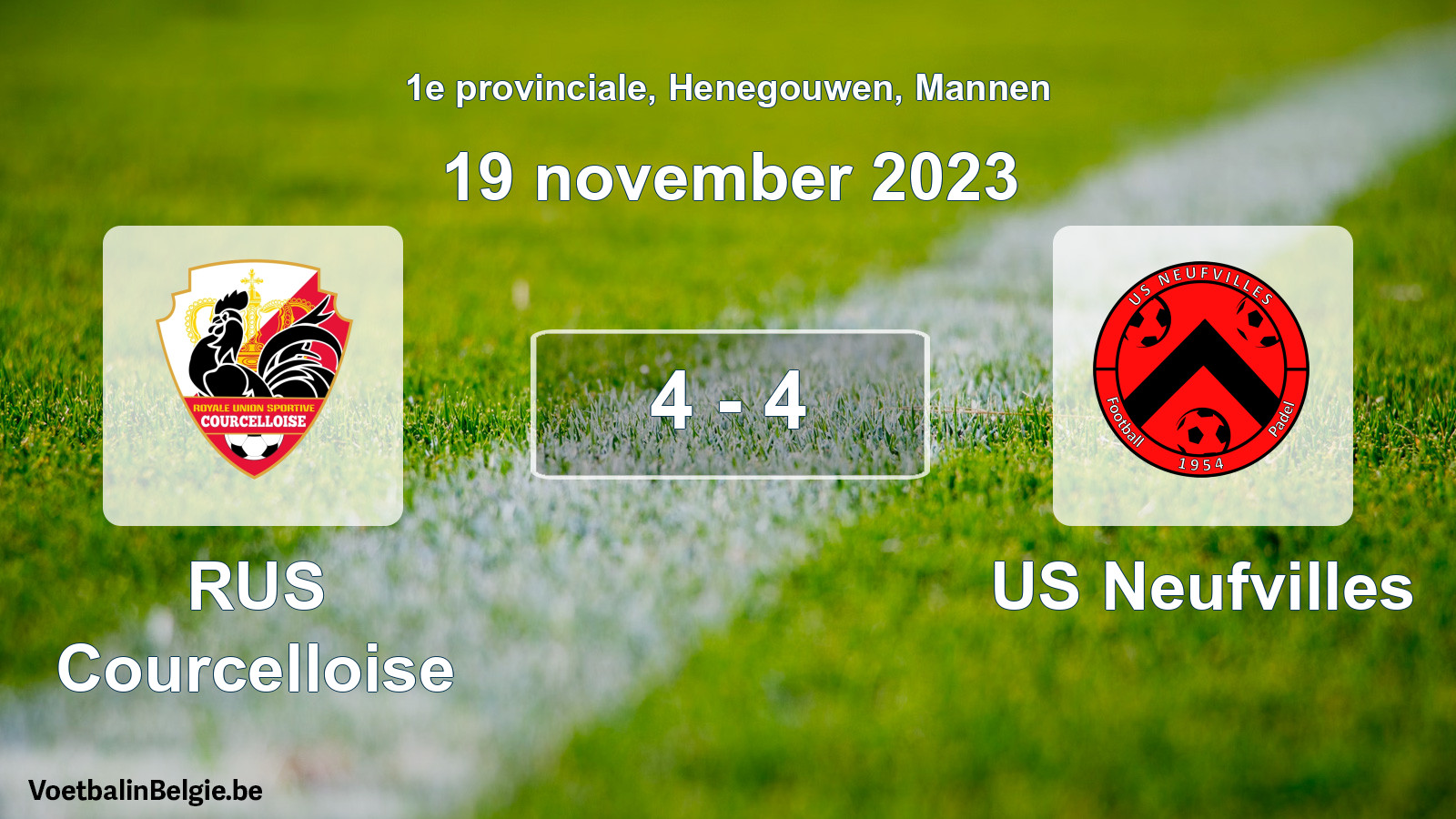 Gespeelde wedstrijd mannenvoetbal: RUS Courcelloise - US Neufvilles 4 - 4 (19 november 2023)