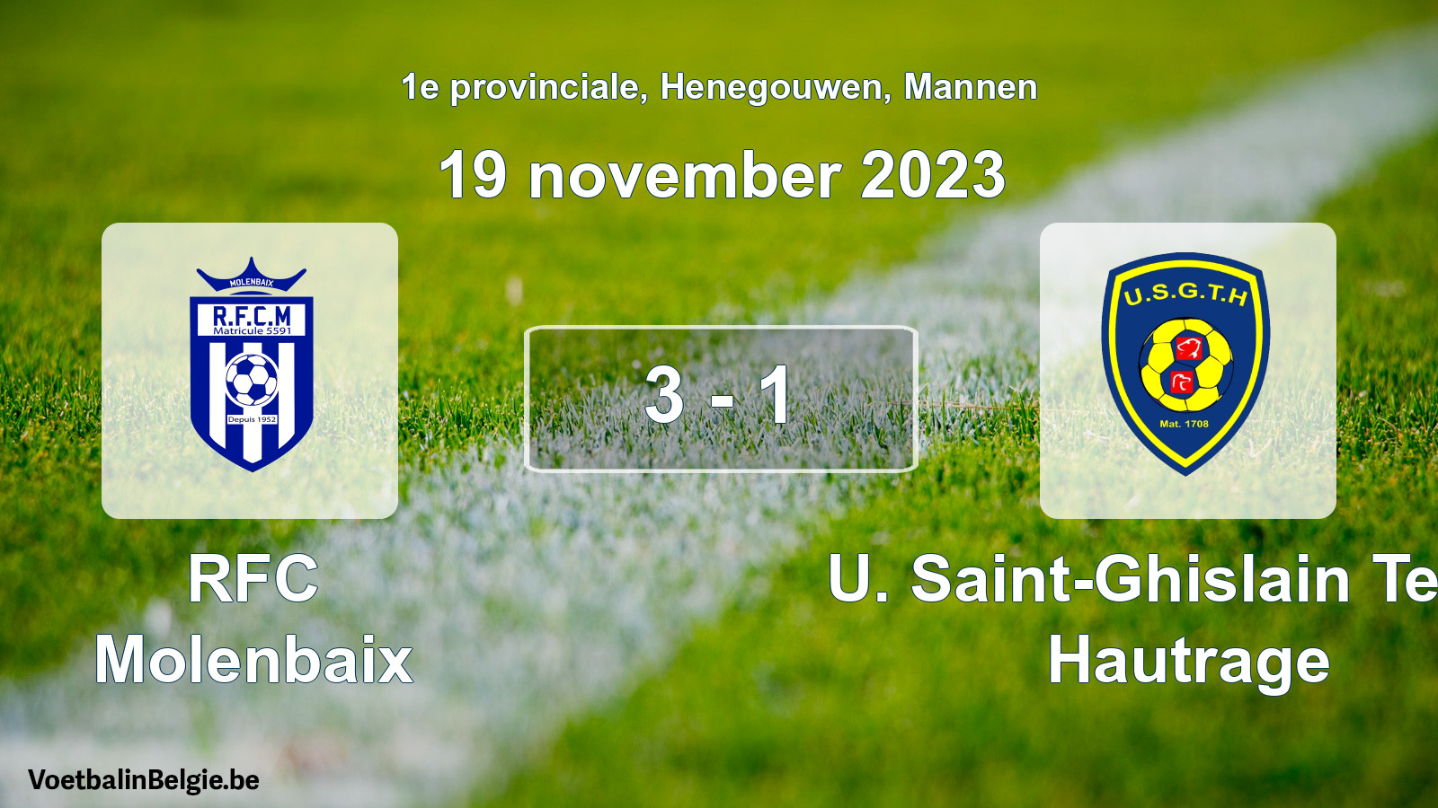 Gespeelde wedstrijd mannenvoetbal: RFC Molenbaix - U. Saint-Ghislain Tertre Hautrage 3 - 1 (19 november 2023)