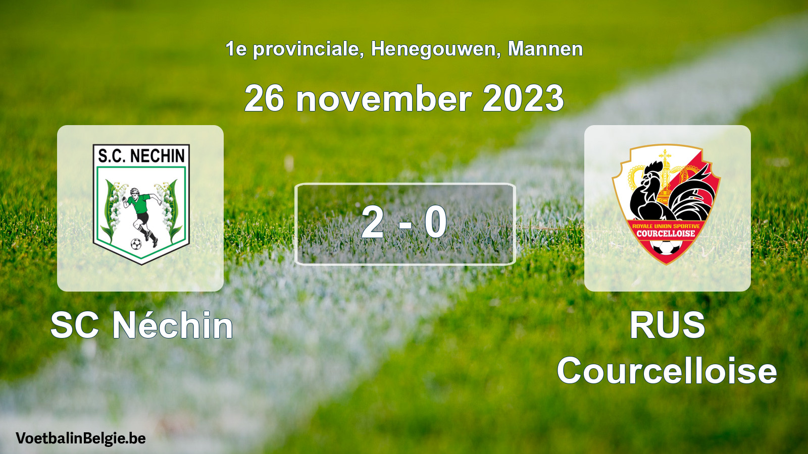 Gespeelde wedstrijd mannenvoetbal: SC Néchin - RUS Courcelloise 2 - 0 (26 november 2023)