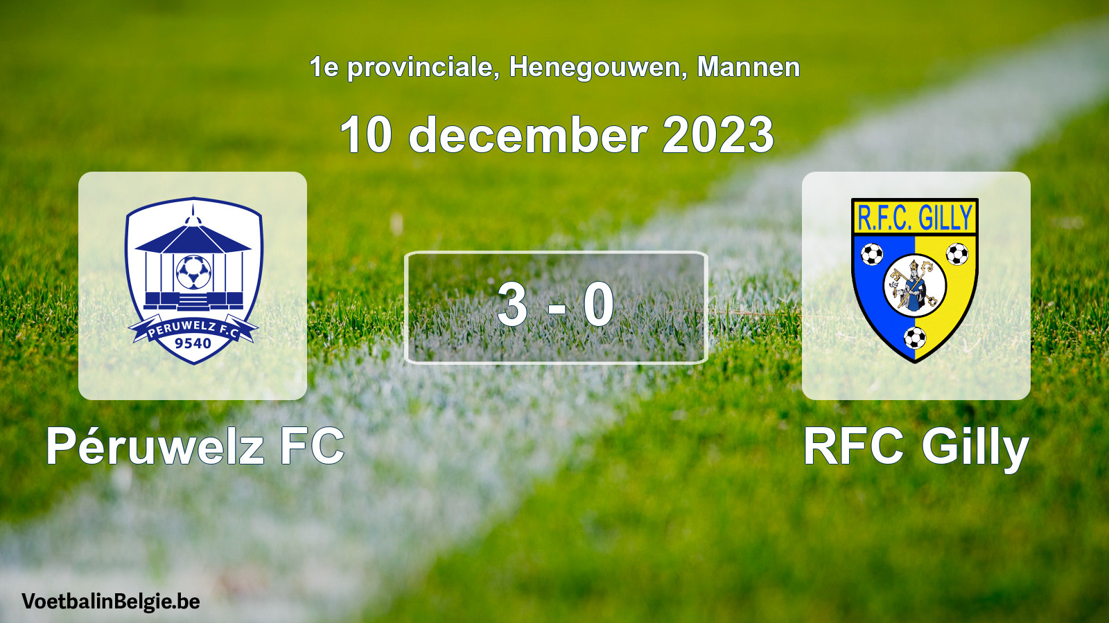 Gespeelde wedstrijd mannenvoetbal: Péruwelz FC - RFC Gilly 3 - 0 (10 december 2023)