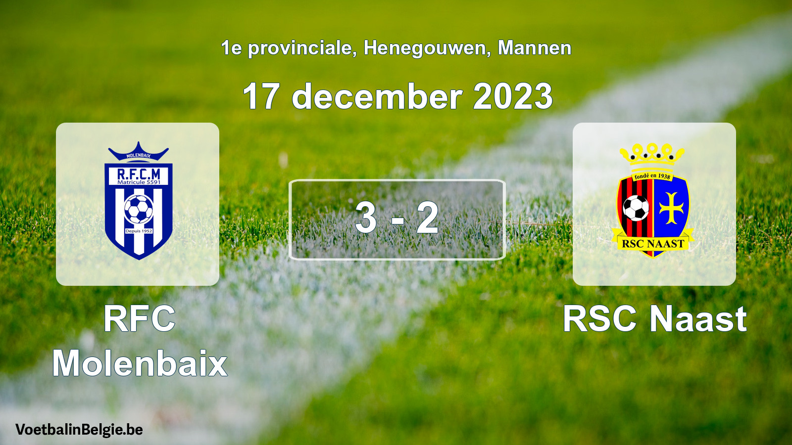 Gespeelde wedstrijd mannenvoetbal: RFC Molenbaix - RSC Naast 3 - 2 (17 december 2023)