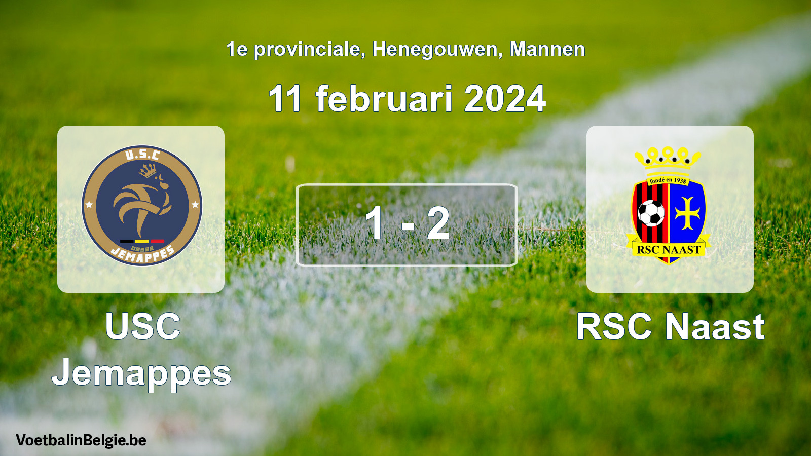 Gespeelde wedstrijd mannenvoetbal: USC Jemappes - RSC Naast 1 - 2 (11 februari 2024)