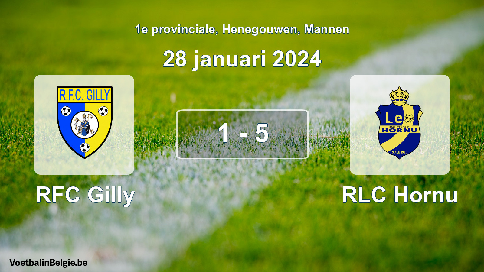 Gespeelde wedstrijd mannenvoetbal: RFC Gilly - RLC Hornu 1 - 5 (28 januari 2024)