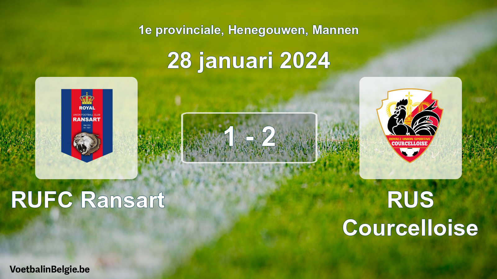 Gespeelde wedstrijd mannenvoetbal: RUFC Ransart - RUS Courcelloise 1 - 2 (28 januari 2024)