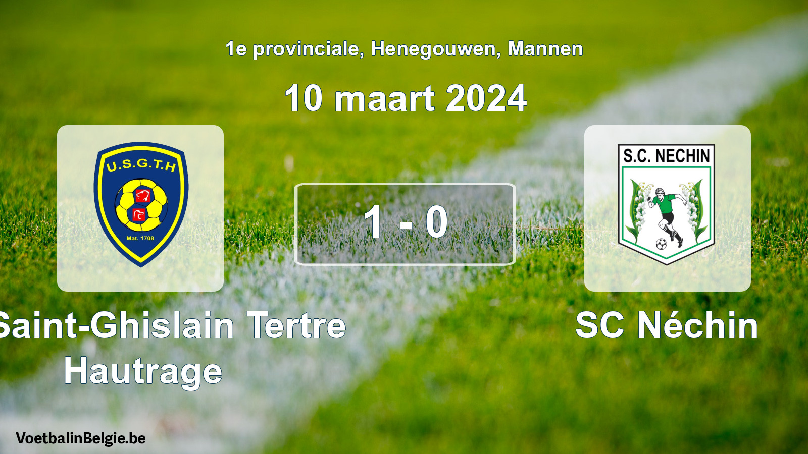 Gespeelde wedstrijd mannenvoetbal: U. Saint-Ghislain Tertre Hautrage - SC Néchin 1 - 0 (10 maart 2024)