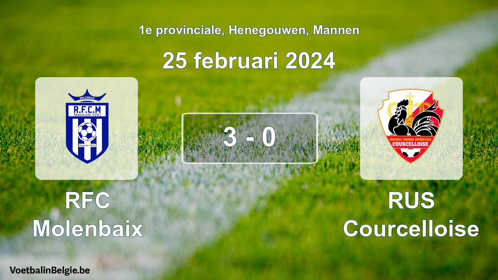 Gespeelde wedstrijd mannenvoetbal: RFC Molenbaix - RUS Courcelloise 3 - 0 (25 februari 2024)