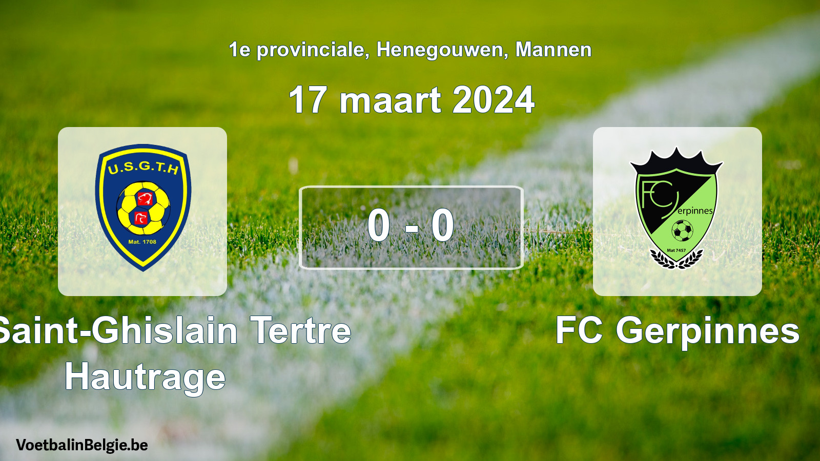 Gespeelde wedstrijd mannenvoetbal: U. Saint-Ghislain Tertre Hautrage - FC Gerpinnes 0 - 0 (17 maart 2024)