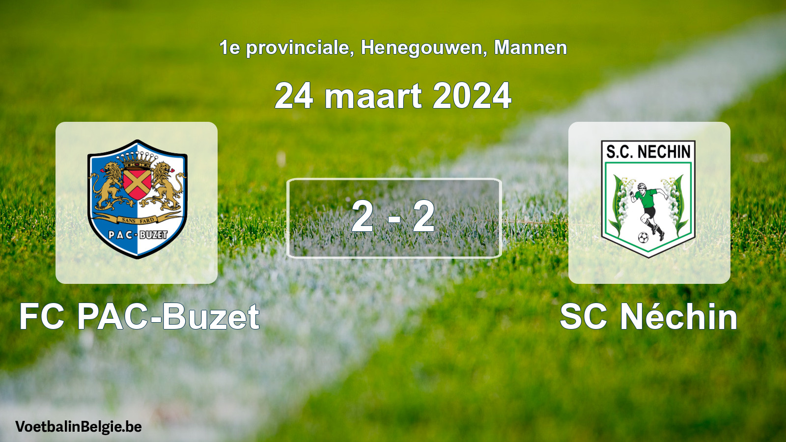 Gespeelde wedstrijd mannenvoetbal: FC PAC-Buzet - SC Néchin 2 - 2 (24 maart 2024)