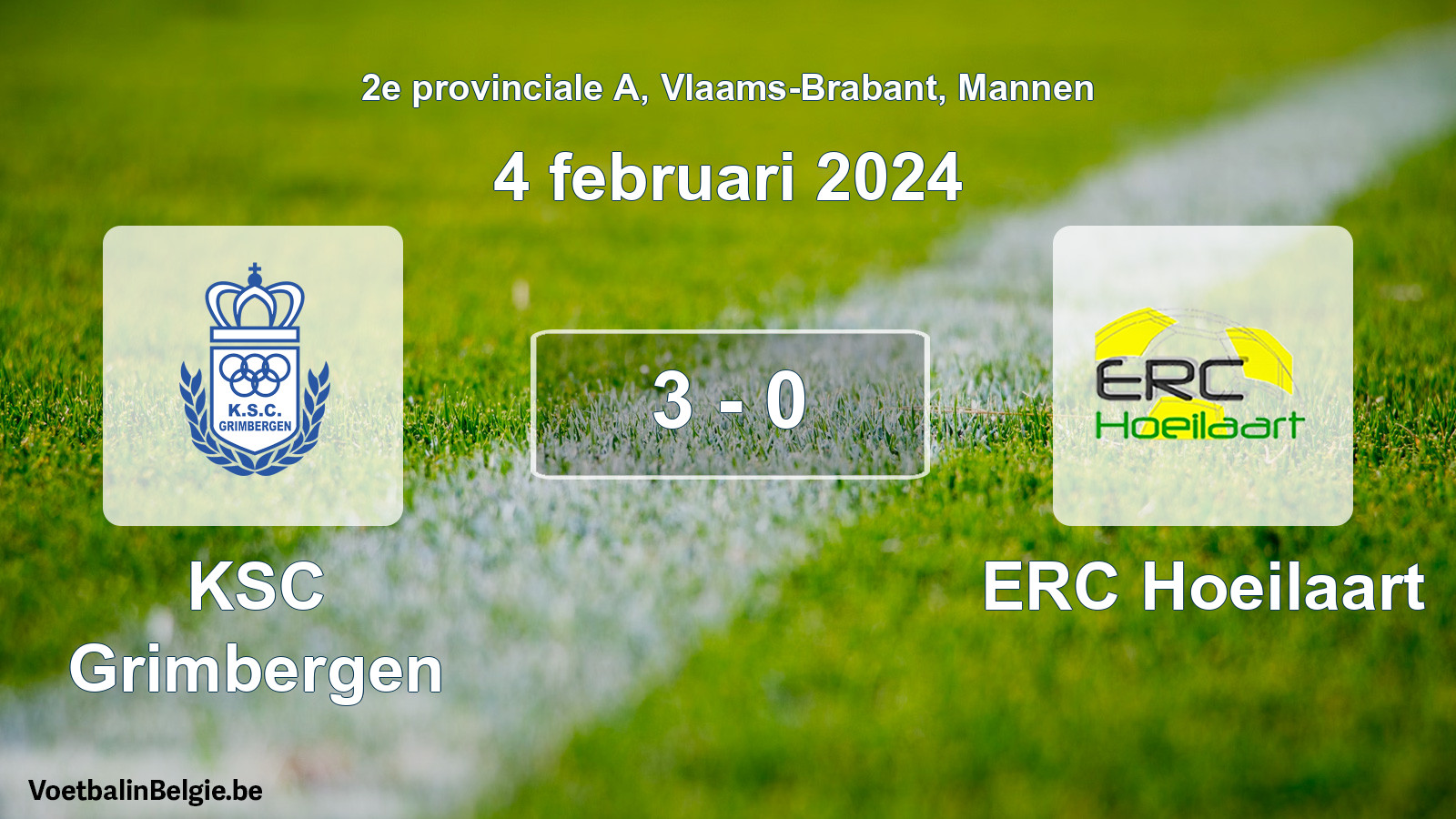 Played match men football: KSC Grimbergen - ERC Hoeilaart 3 - 0 (4 February 2024)