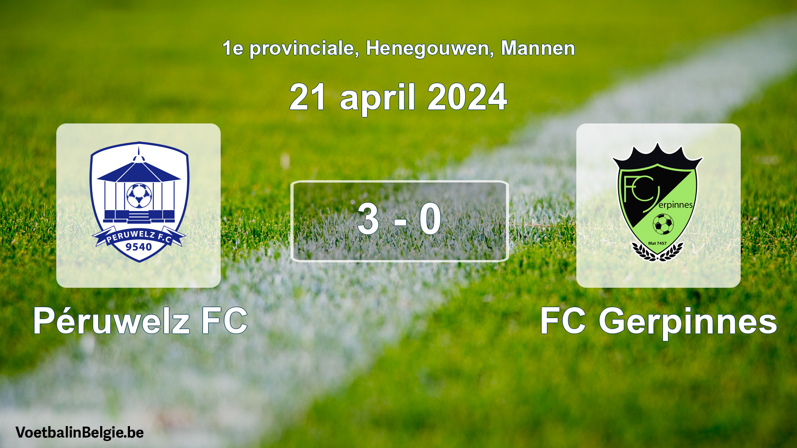 Gespeelde wedstrijd mannenvoetbal: Péruwelz FC - FC Gerpinnes 3 - 0 (21 april 2024)