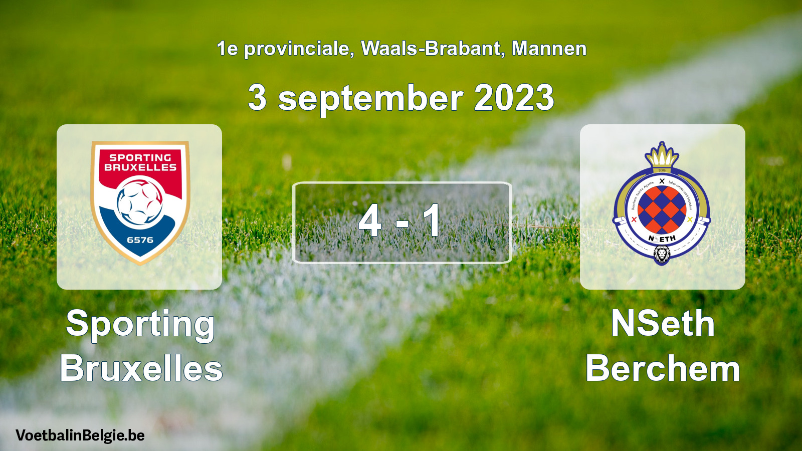 Gespeelde wedstrijd mannenvoetbal: Sporting Bruxelles - NSeth Berchem 4 - 1 (3 september 2023)
