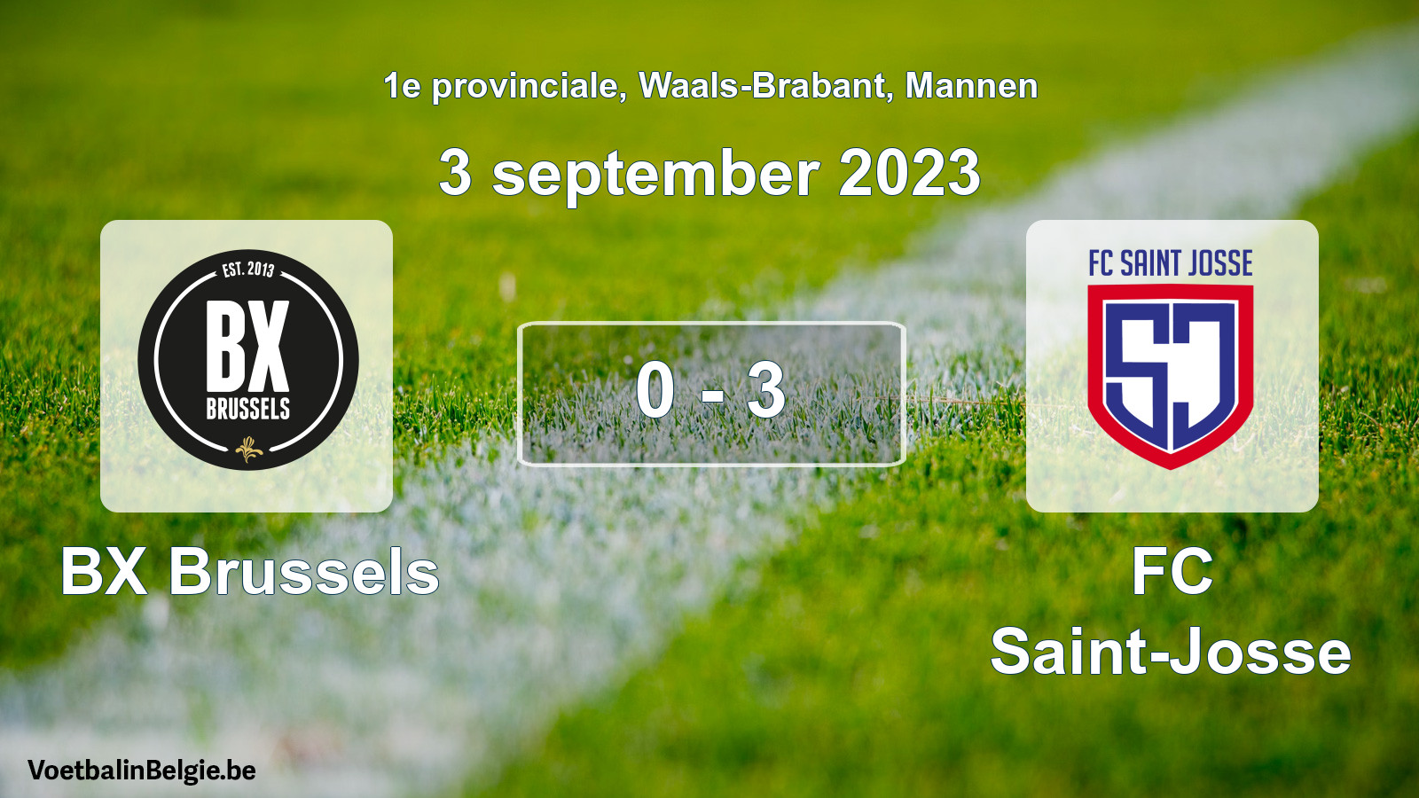 Gespeelde wedstrijd mannenvoetbal: BX Brussels - FC Saint-Josse 0 - 3 (3 september 2023)