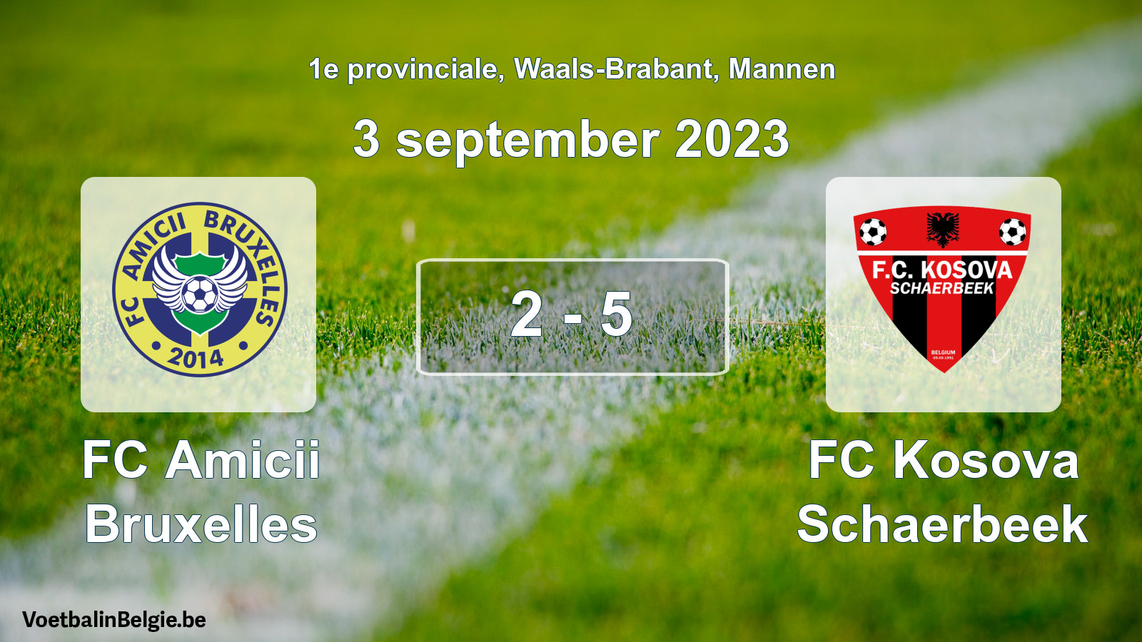 Played match men football: FC Amicii Bruxelles - FC Kosova Schaerbeek 2 - 5 (3 September 2023)