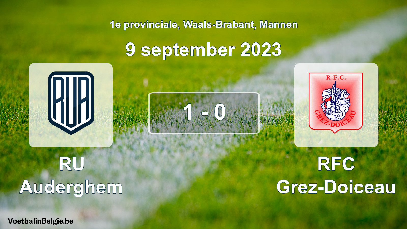 Gespeelde wedstrijd mannenvoetbal: RU Auderghem - RFC Grez-Doiceau 1 - 0 (9 september 2023)
