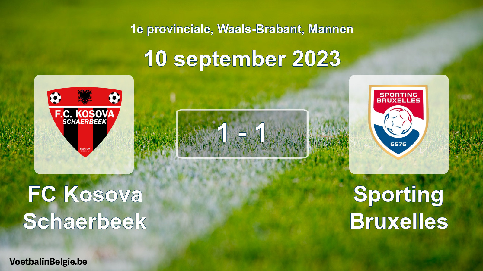 Gespeelde wedstrijd mannenvoetbal: FC Kosova Schaerbeek - Sporting Bruxelles 1 - 1 (10 september 2023)