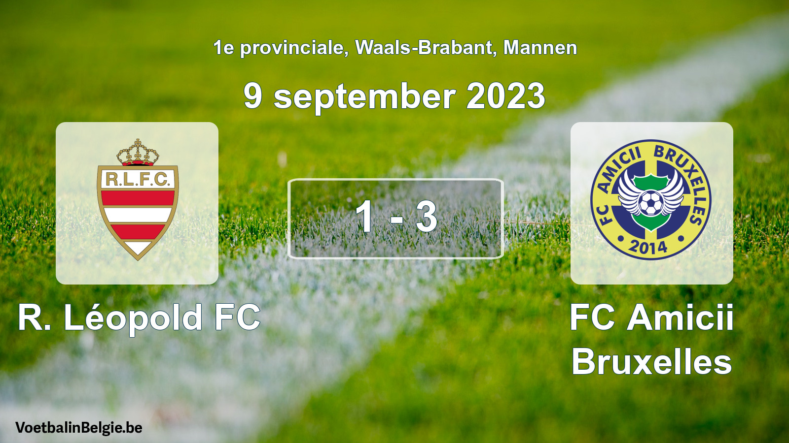 Gespeelde wedstrijd mannenvoetbal: R. Léopold FC - FC Amicii Bruxelles 1 - 3 (9 september 2023)