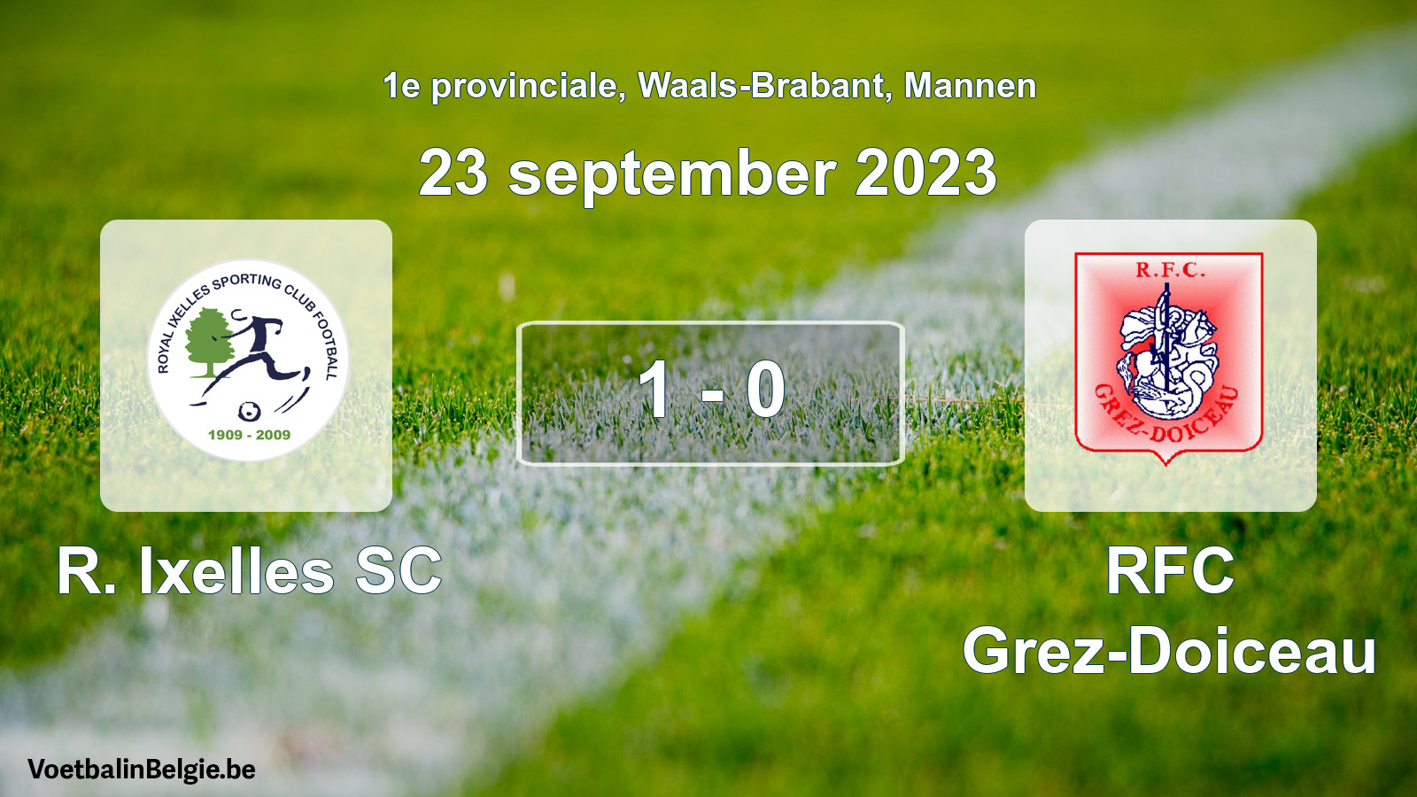 Gespeelde wedstrijd mannenvoetbal: R. Ixelles SC - RFC Grez-Doiceau 1 - 0 (23 september 2023)