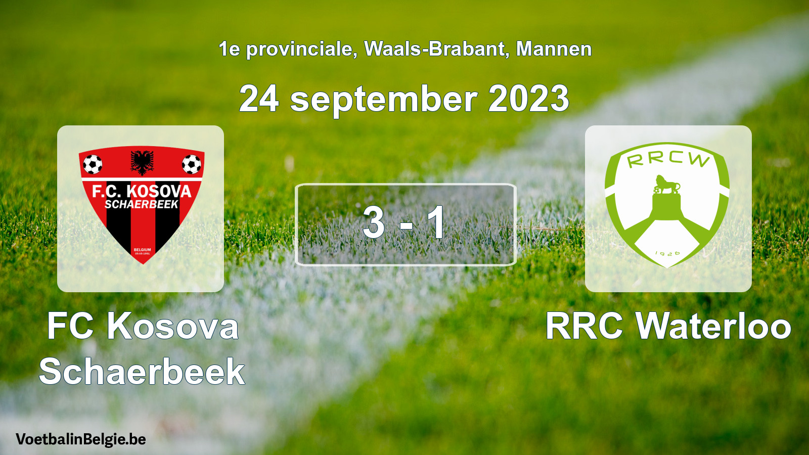 Gespeelde wedstrijd mannenvoetbal: FC Kosova Schaerbeek - RRC Waterloo 3 - 1 (24 september 2023)