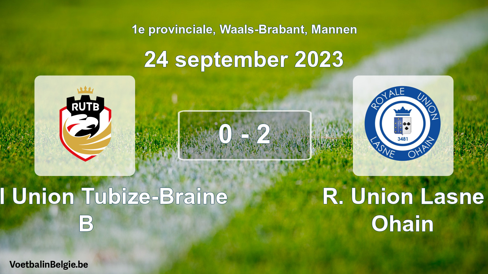 Gespeelde wedstrijd mannenvoetbal: Royal Union Tubize-Braine B - R. Union Lasne Ohain 0 - 2 (24 september 2023)