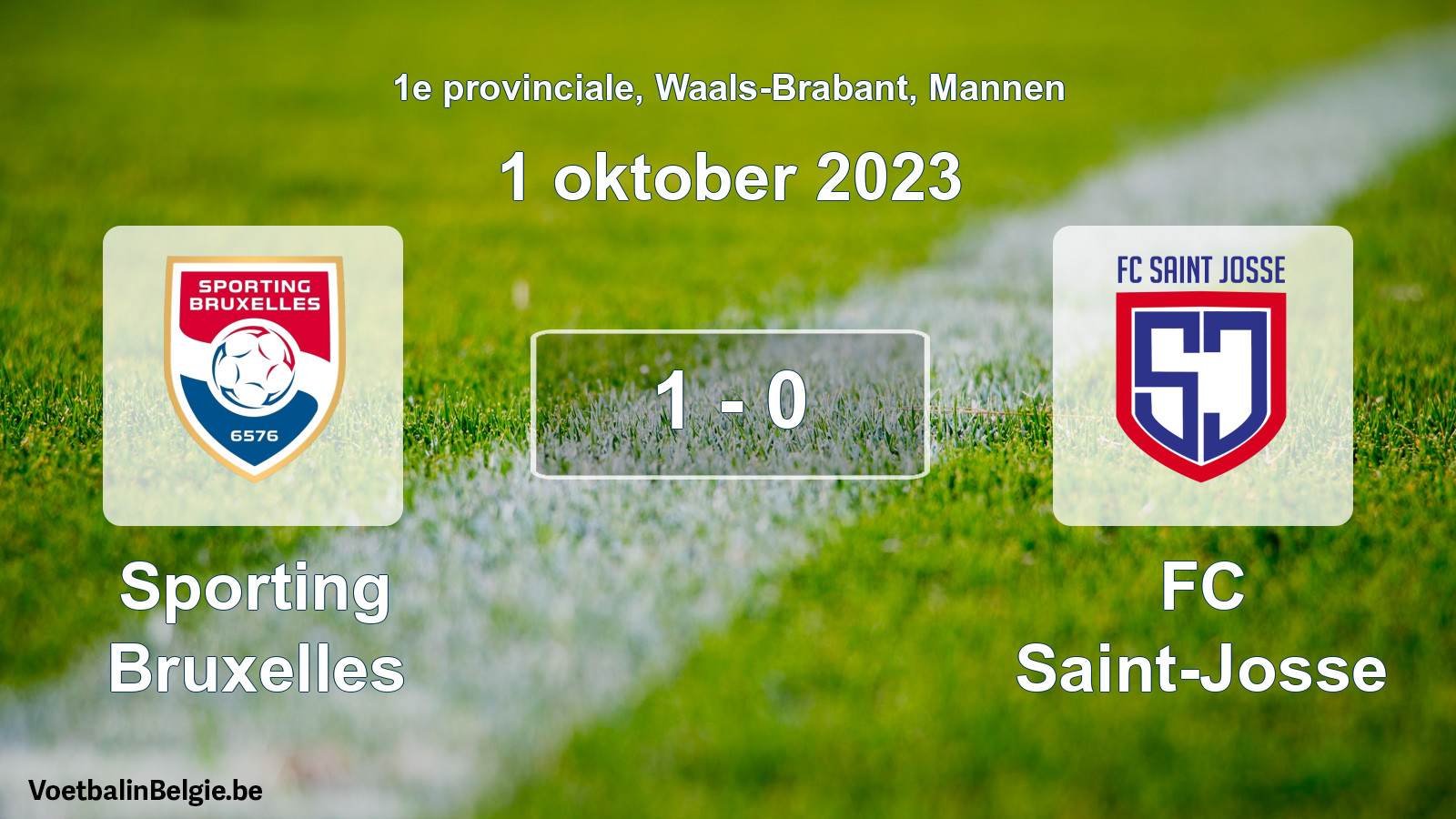 Played match men football: Sporting Bruxelles - FC Saint-Josse 1 - 0 (1 October 2023)