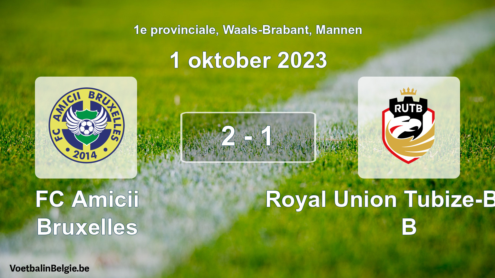 Gespeelde wedstrijd mannenvoetbal: FC Amicii Bruxelles - Royal Union Tubize-Braine B 2 - 1 (1 oktober 2023)