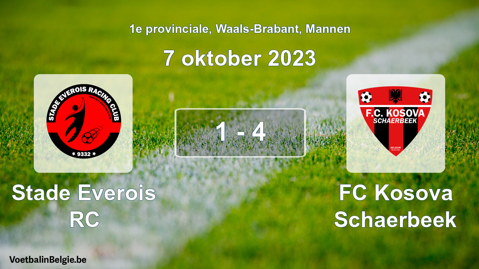 Gespeelde wedstrijd mannenvoetbal: Stade Everois RC - FC Kosova Schaerbeek 1 - 4 (7 oktober 2023)