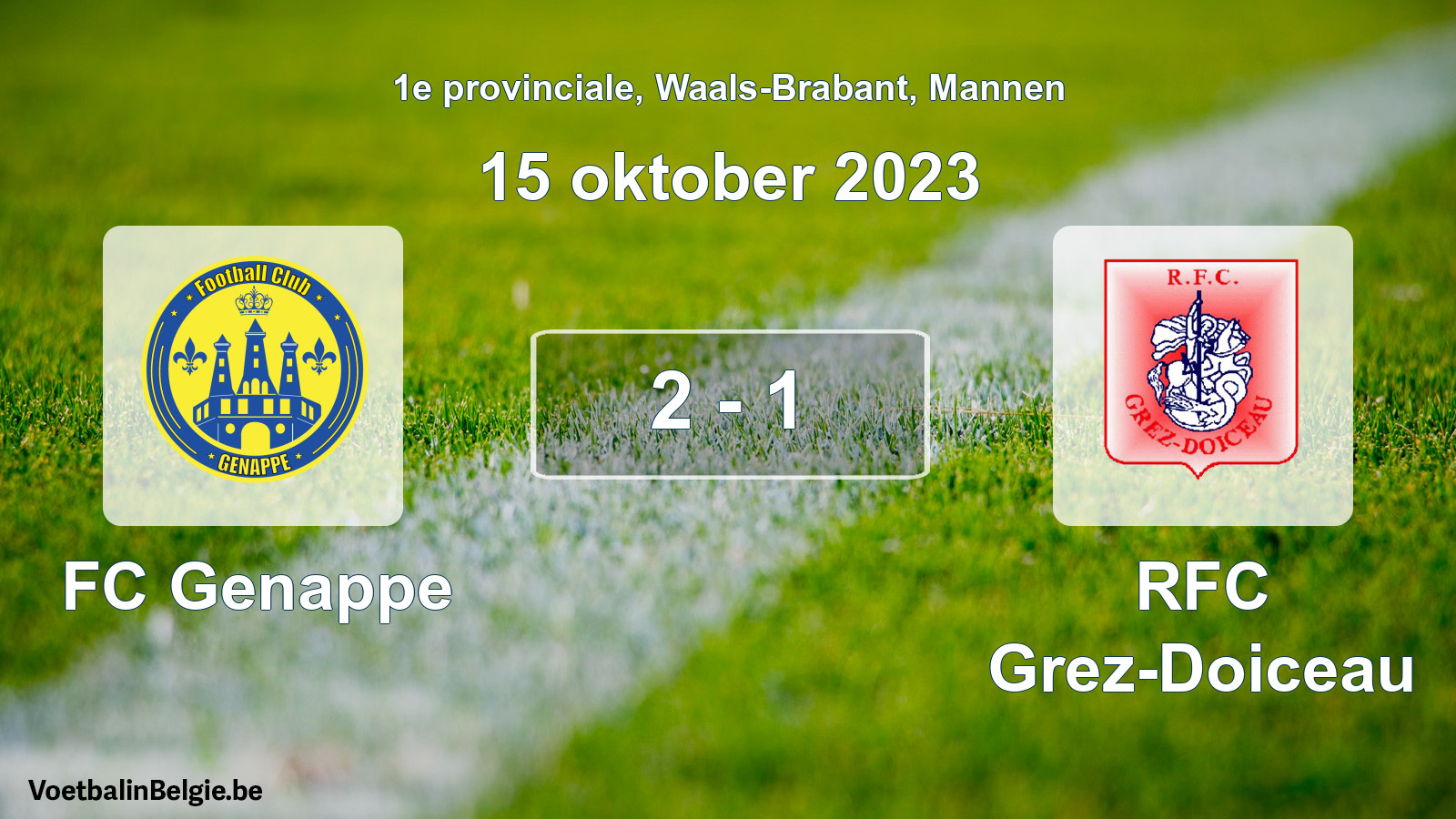 Gespeelde wedstrijd mannenvoetbal: FC Genappe - RFC Grez-Doiceau 2 - 1 (15 oktober 2023)