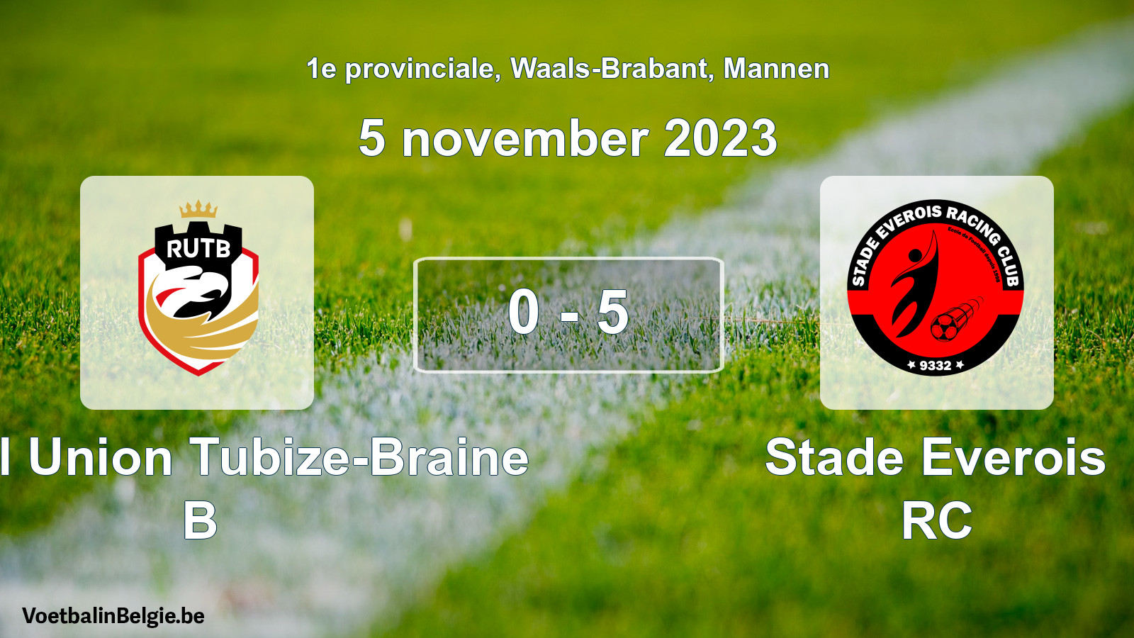 Gespeelde wedstrijd mannenvoetbal: Royal Union Tubize-Braine B - Stade Everois RC 0 - 5 (5 november 2023)