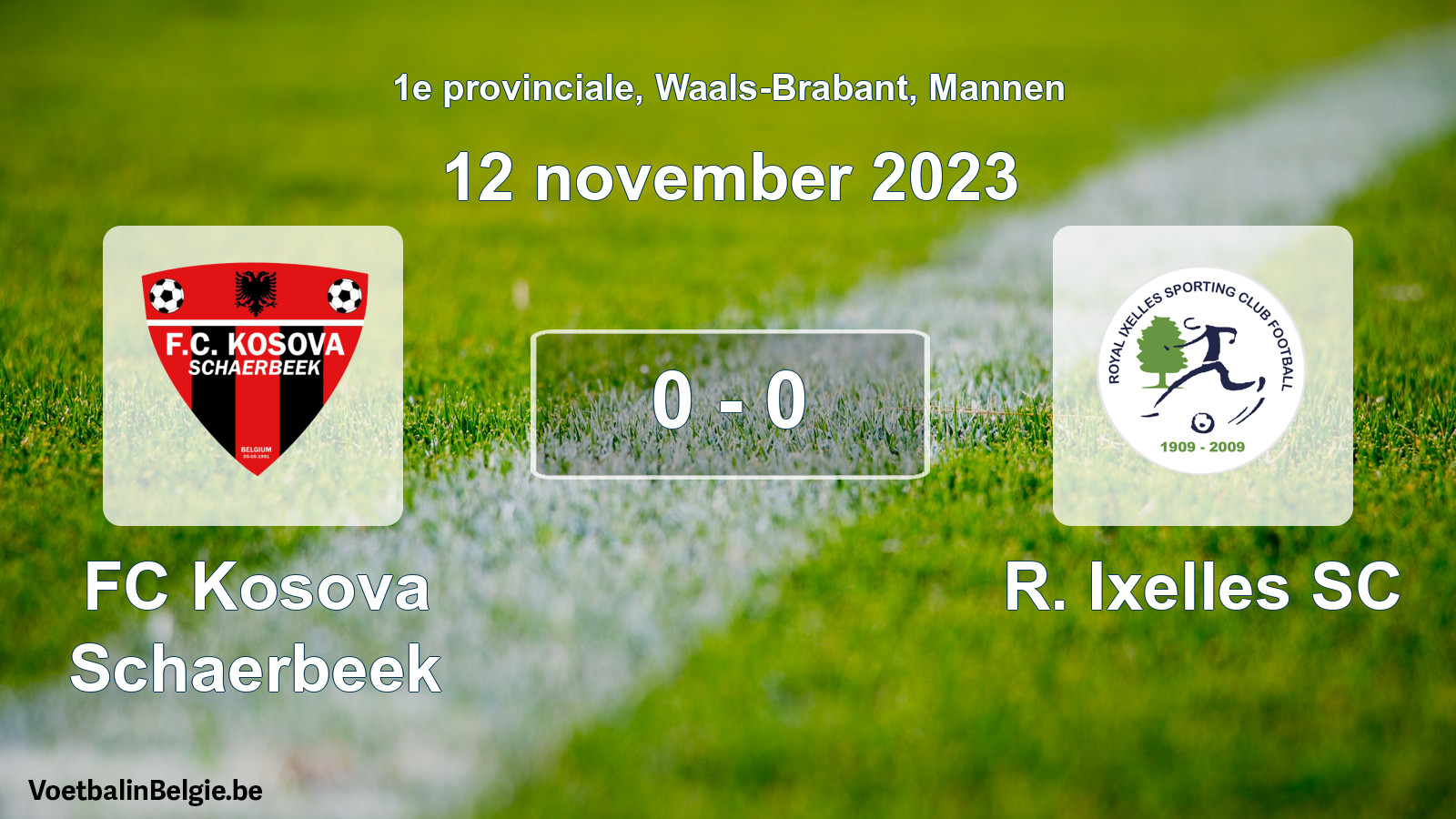 Gespeelde wedstrijd mannenvoetbal: FC Kosova Schaerbeek - R. Ixelles SC 0 - 0 (12 november 2023)