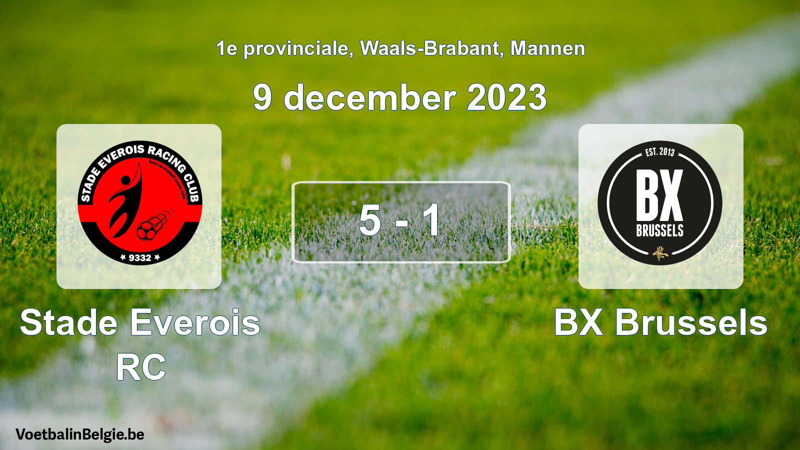 Gespeelde wedstrijd mannenvoetbal: Stade Everois RC - BX Brussels 5 - 1 (9 december 2023)