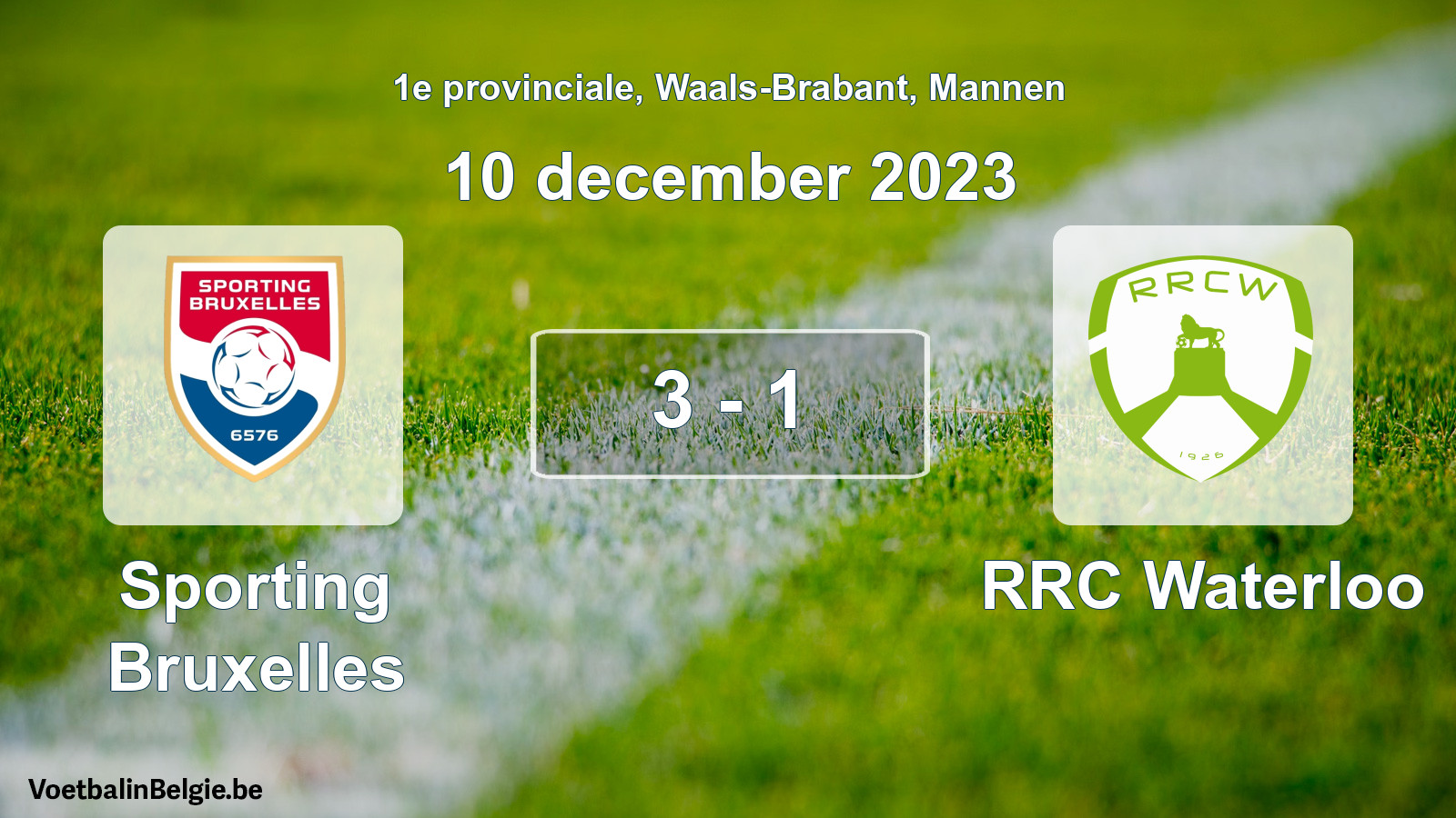 Gespeelde wedstrijd mannenvoetbal: Sporting Bruxelles - RRC Waterloo 3 - 1 (10 december 2023)