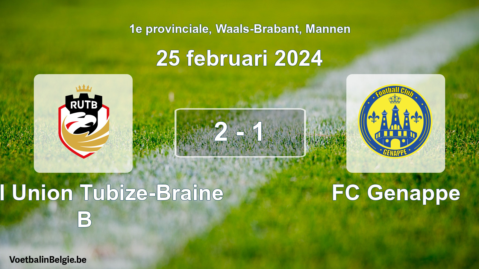 Gespeelde wedstrijd mannenvoetbal: Royal Union Tubize-Braine B - FC Genappe 2 - 1 (25 februari 2024)