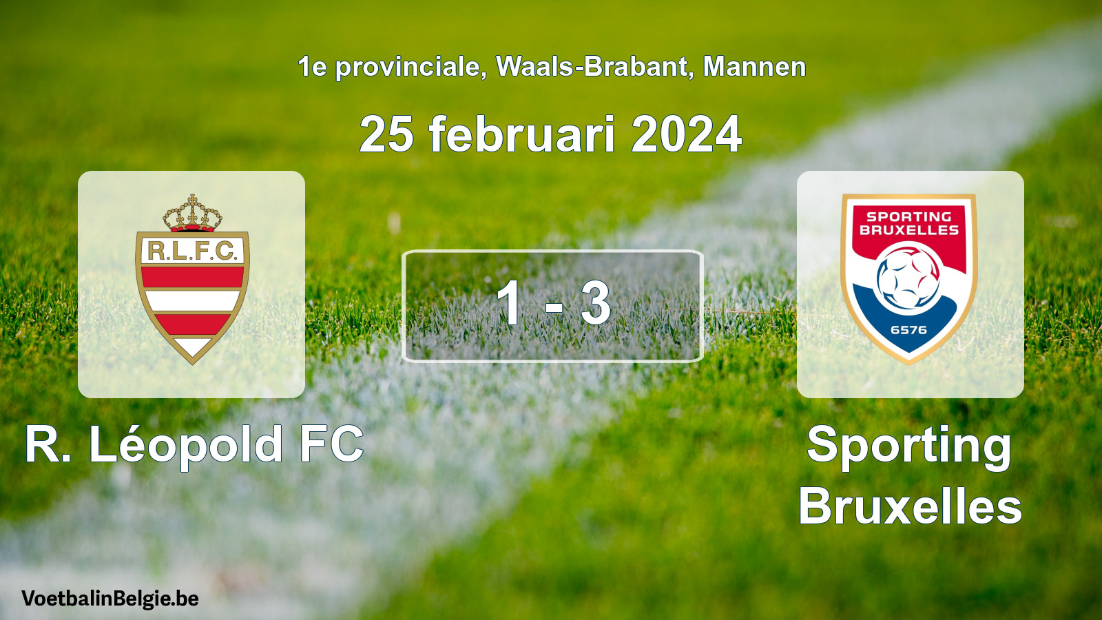 Gespeelde wedstrijd mannenvoetbal: R. Léopold FC - Sporting Bruxelles 1 - 3 (25 februari 2024)
