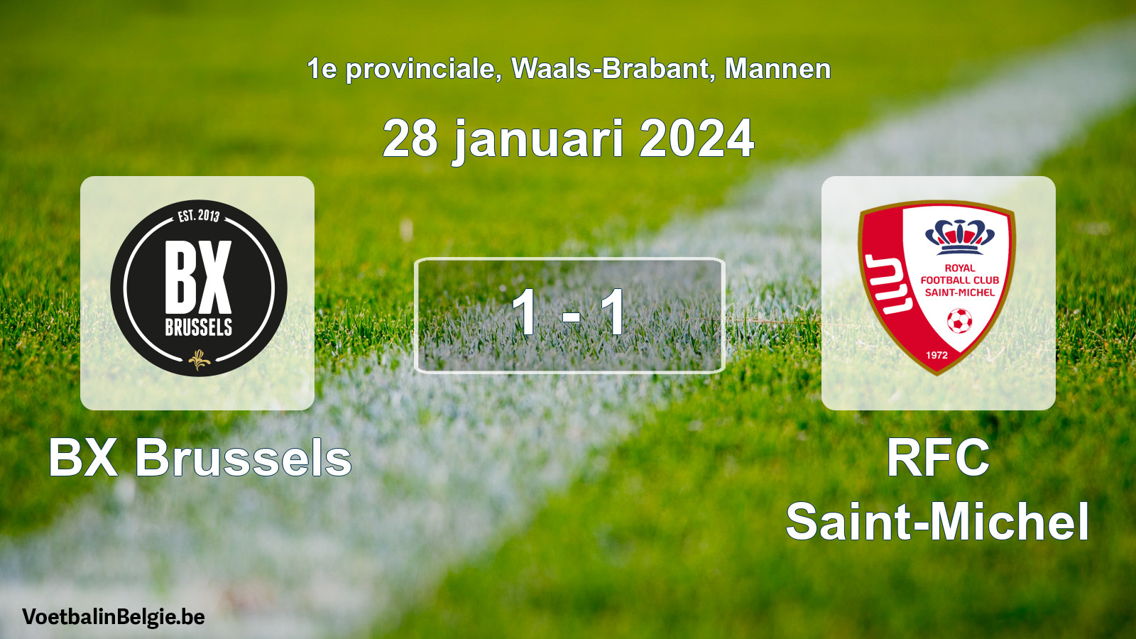 Gespeelde wedstrijd mannenvoetbal: BX Brussels - RFC Saint-Michel 1 - 1 (28 januari 2024)