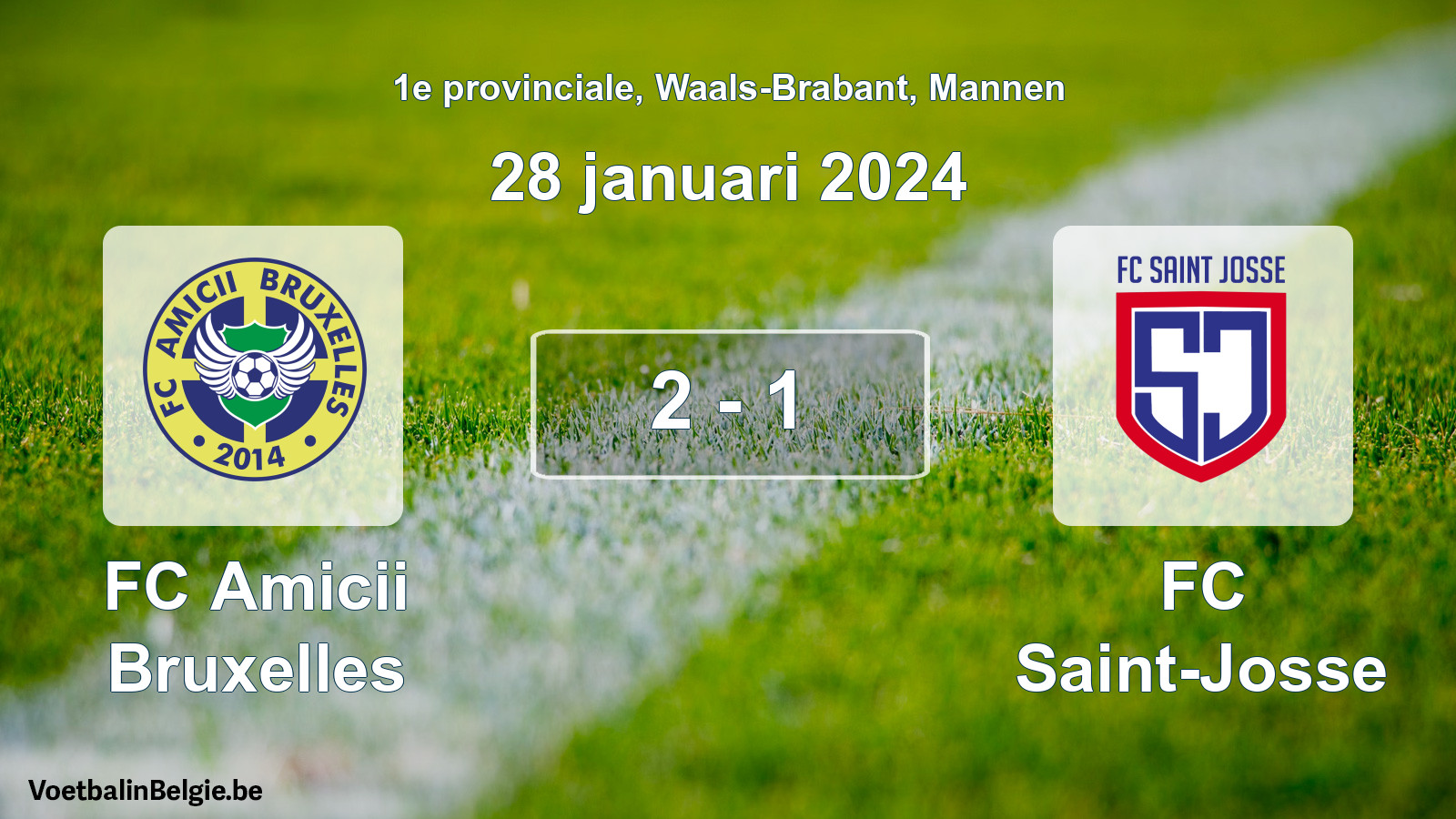 Gespeelde wedstrijd mannenvoetbal: FC Amicii Bruxelles - FC Saint-Josse 2 - 1 (28 januari 2024)