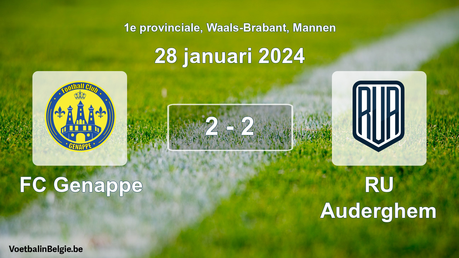 Gespeelde wedstrijd mannenvoetbal: FC Genappe - RU Auderghem 2 - 2 (28 januari 2024)