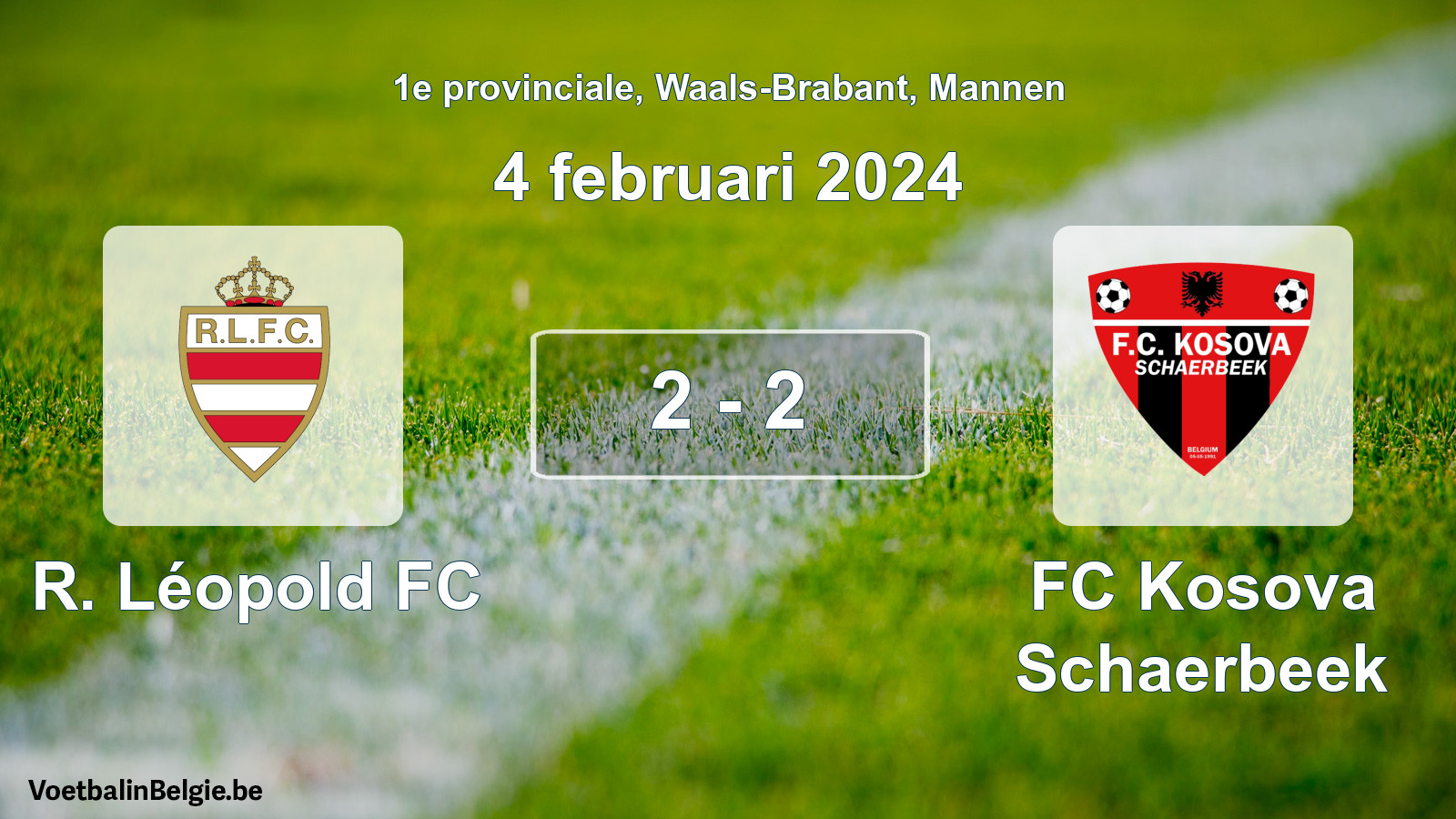 Gespeelde wedstrijd mannenvoetbal: R. Léopold FC - FC Kosova Schaerbeek 2 - 2 (4 februari 2024)