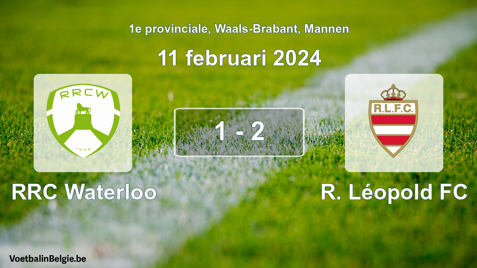 Gespeelde wedstrijd mannenvoetbal: RRC Waterloo - R. Léopold FC 1 - 2 (11 februari 2024)