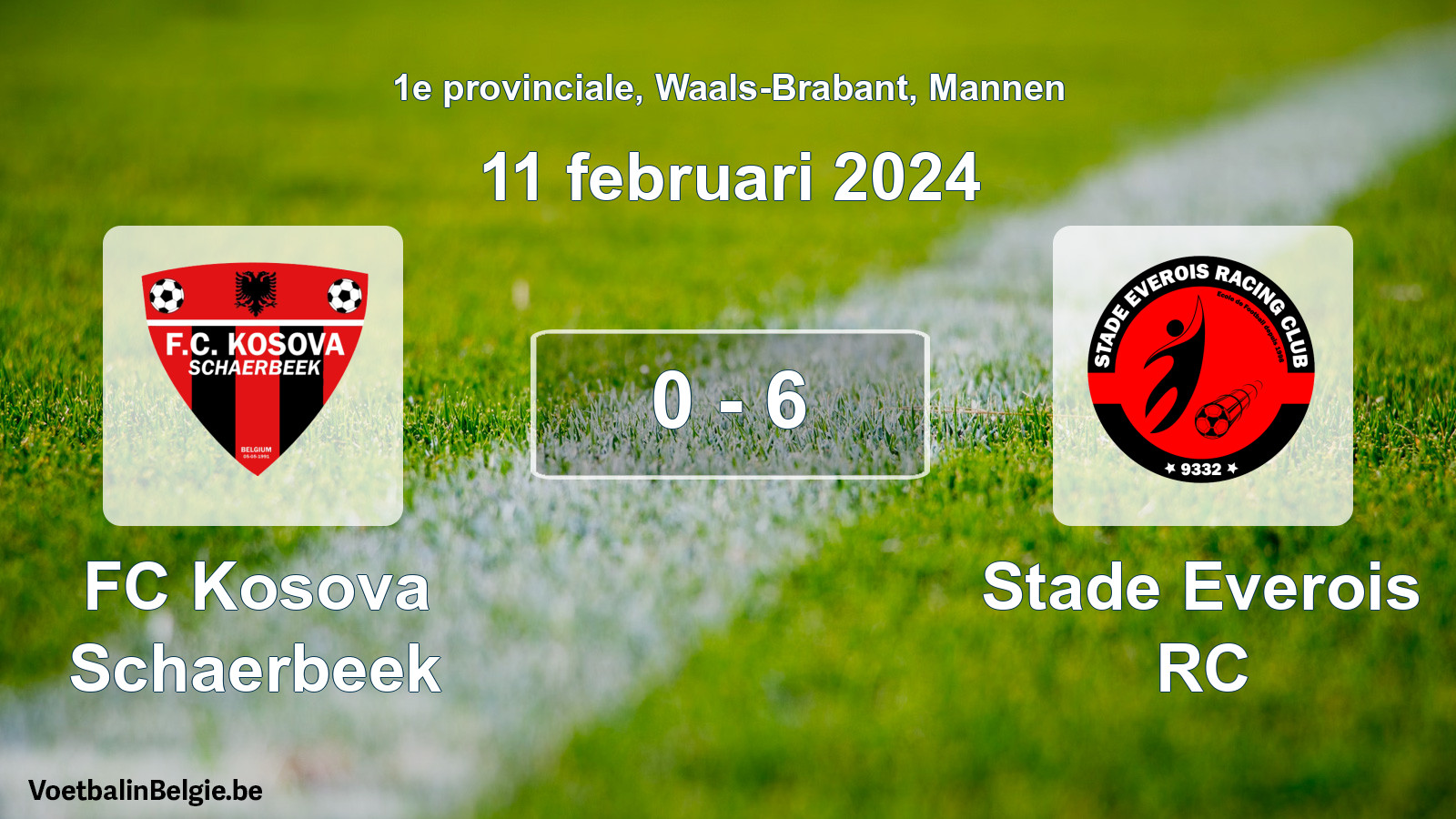 Gespeelde wedstrijd mannenvoetbal: FC Kosova Schaerbeek - Stade Everois RC 0 - 6 (11 februari 2024)