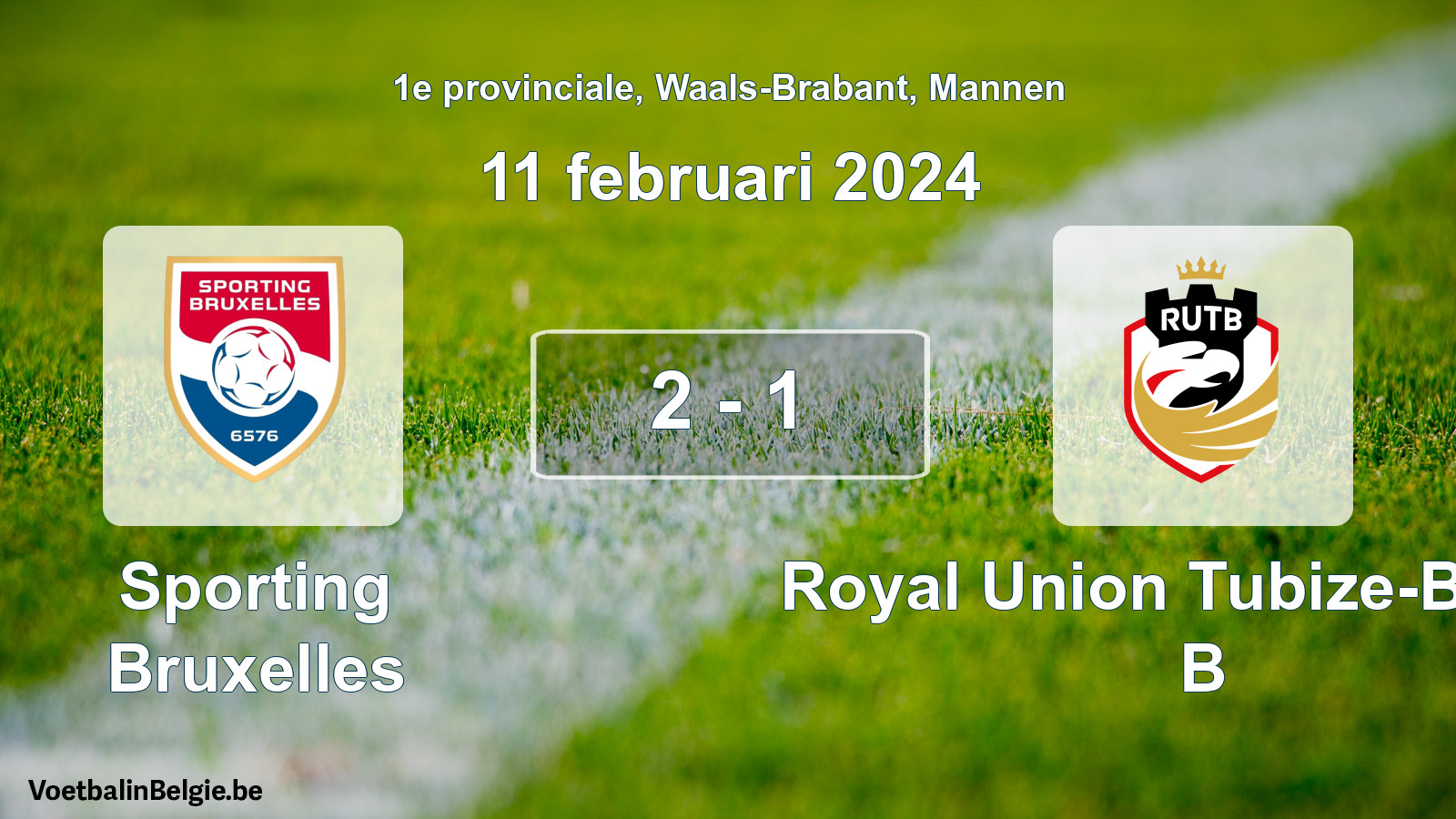 Gespeelde wedstrijd mannenvoetbal: Sporting Bruxelles - Royal Union Tubize-Braine B 2 - 1 (11 februari 2024)