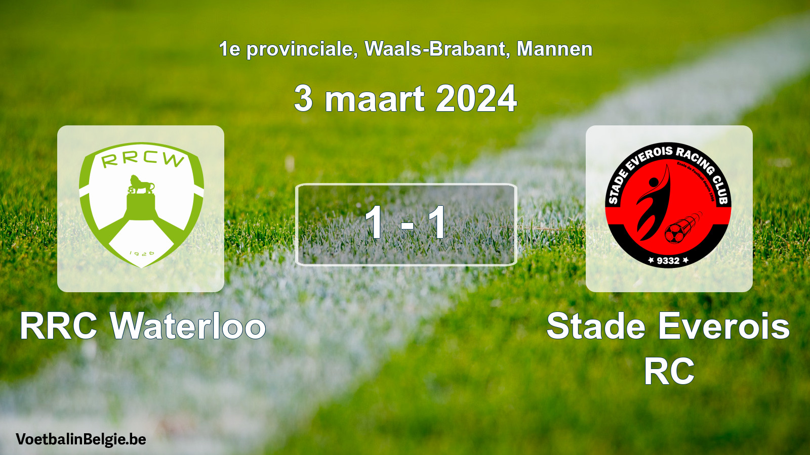 Gespeelde wedstrijd mannenvoetbal: RRC Waterloo - Stade Everois RC 1 - 1 (3 maart 2024)