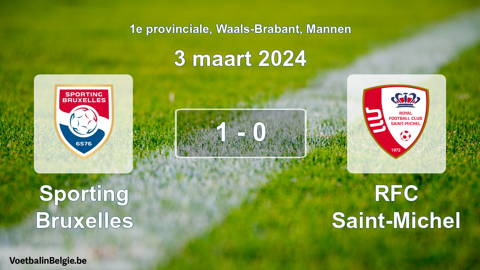 Gespeelde wedstrijd mannenvoetbal: Sporting Bruxelles - RFC Saint-Michel 1 - 0 (3 maart 2024)