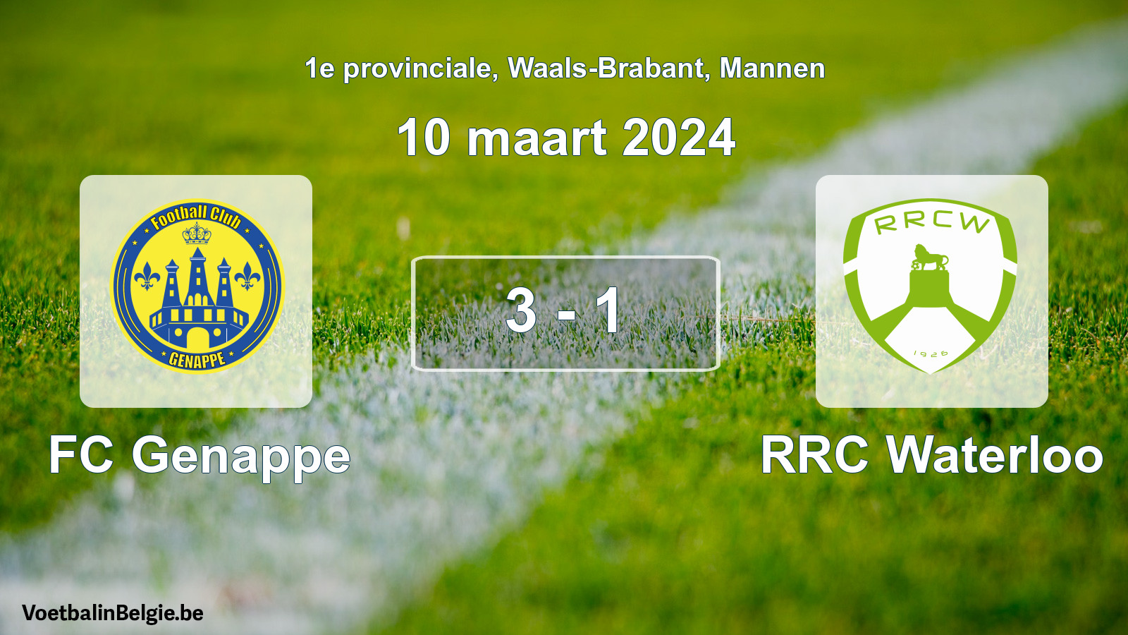 Gespeelde wedstrijd mannenvoetbal: FC Genappe - RRC Waterloo 3 - 1 (10 maart 2024)