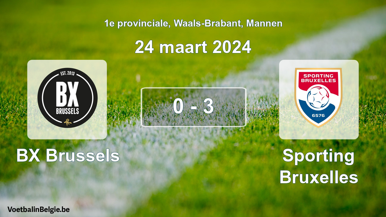 Gespeelde wedstrijd mannenvoetbal: BX Brussels - Sporting Bruxelles 0 - 3 (24 maart 2024)
