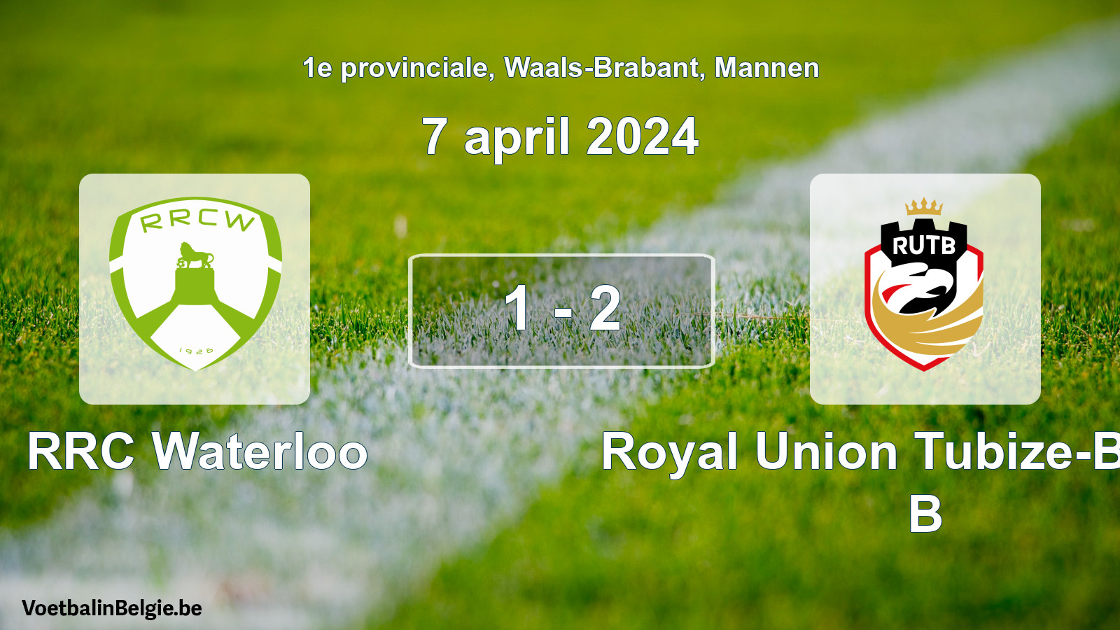 Gespeelde wedstrijd mannenvoetbal: RRC Waterloo - Royal Union Tubize-Braine B 1 - 2 (7 april 2024)