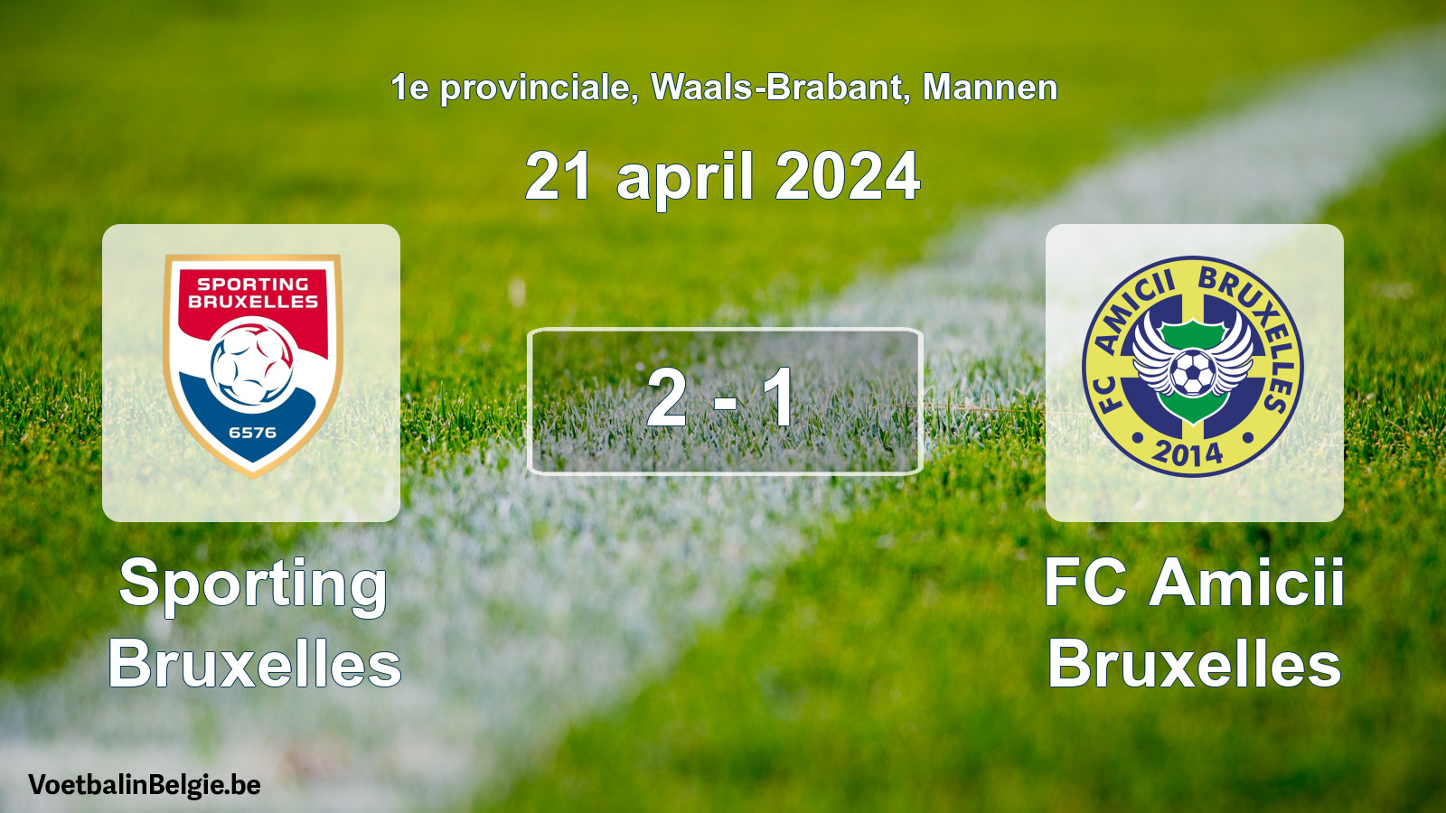 Gespeelde wedstrijd mannenvoetbal: Sporting Bruxelles - FC Amicii Bruxelles 2 - 1 (21 april 2024)