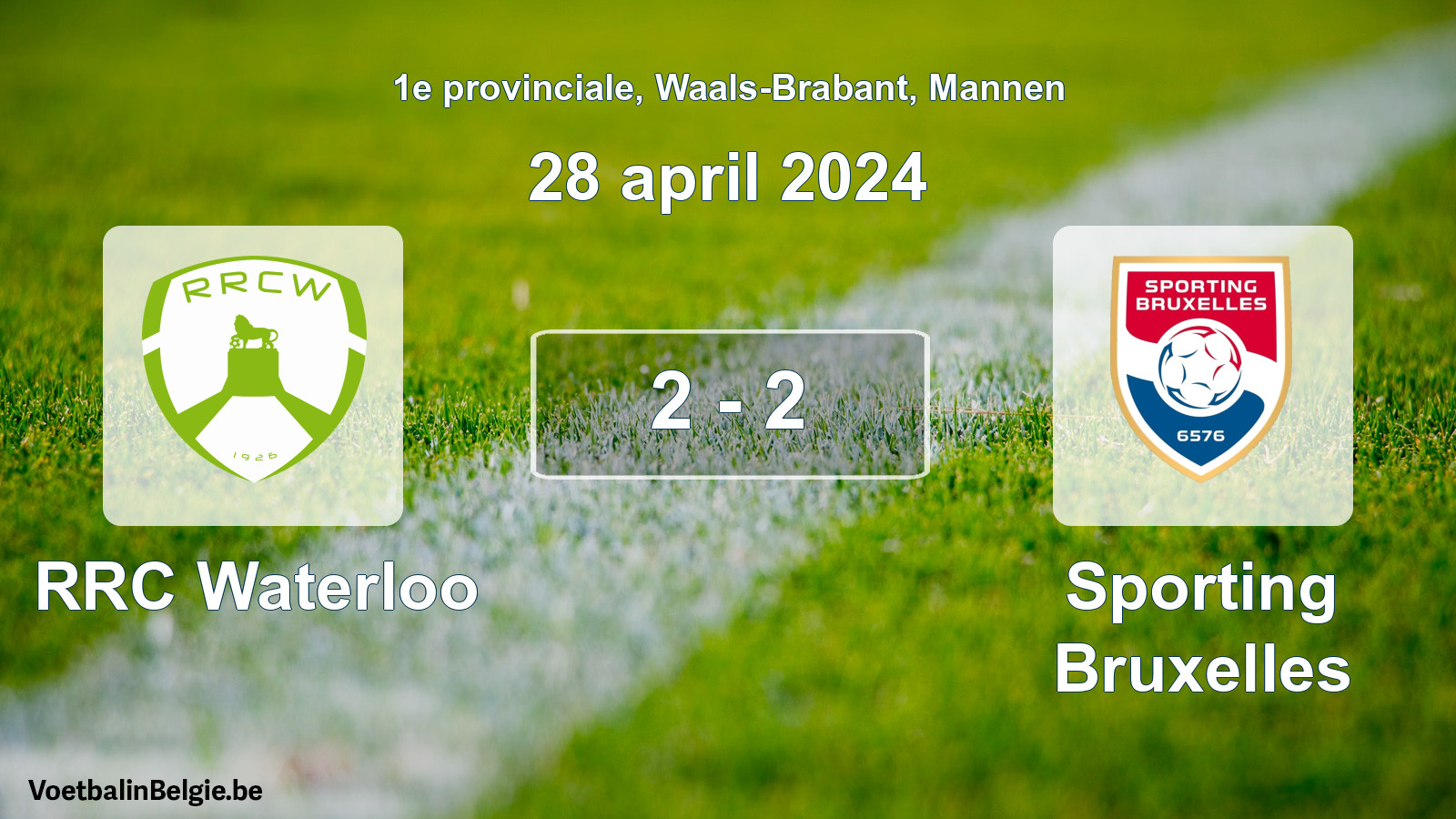 Gespeelde wedstrijd mannenvoetbal: RRC Waterloo - Sporting Bruxelles 2 - 2 (28 april 2024)