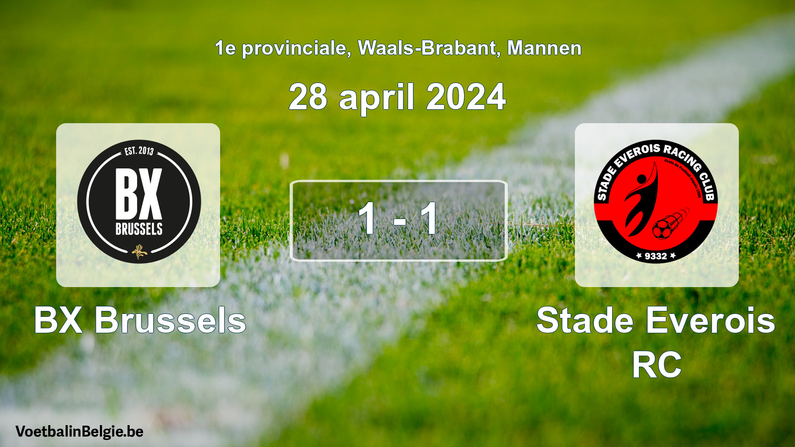 Gespeelde wedstrijd mannenvoetbal: BX Brussels - Stade Everois RC 1 - 1 (28 april 2024)