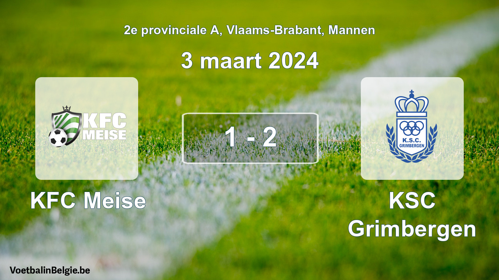 Gespeelde wedstrijd mannenvoetbal: KFC Meise - KSC Grimbergen 1 - 2 (3 maart 2024)